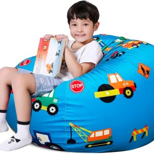 Lukeight Funda para silla puf de almacenamiento de animales de peluche para niños, funda para silla puf con cremallera para organizar habitaciones Lukeight Funda para silla puf de almacenamiento de animales de peluche para niños, funda para silla puf con cremallera para organizar habitaciones