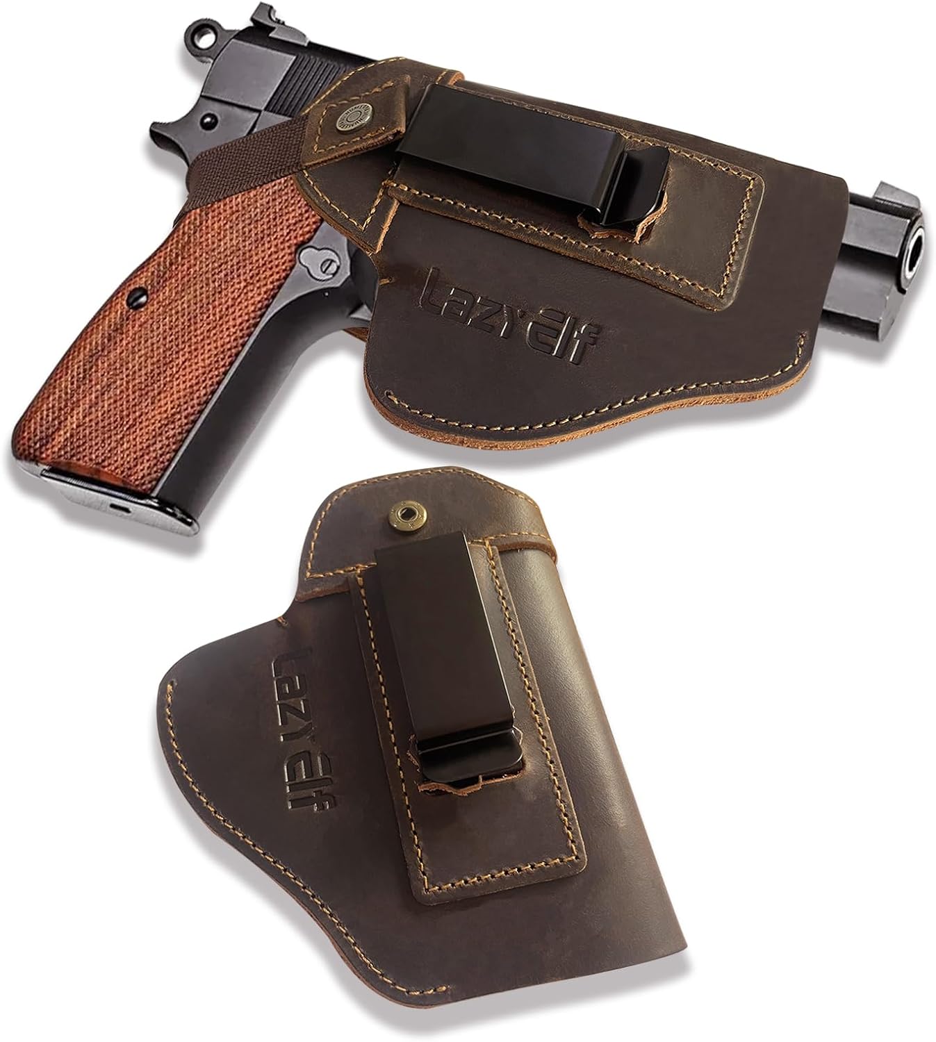 lazyElf Funda de pistola de cuero genuino para pistolas, pistolas, diestros, zurdos, transporte oculto para Glock 194343X, Taurus G2CG3CG3 tamaño