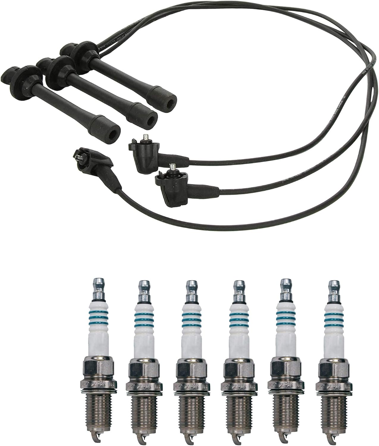 Juego de cables 0.197 in y 6 bujías de potencia de iridio 0.044 Kit para Toyota 3.4L V6