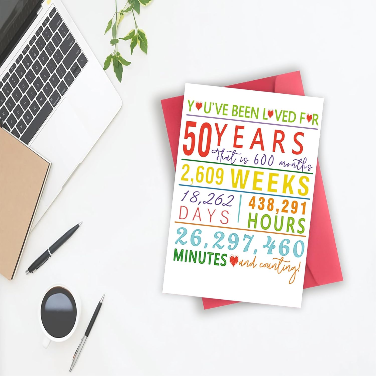 YiKaLus Tarjeta de feliz cumpleaños número 50 para él y ella, divertidos regalos de cumpleaños de cincuenta años para mujeres y hombres, colorida