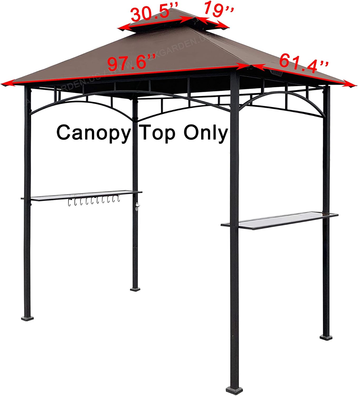 APEX GARDEN La parte superior del toldo de repuesto solo puede adaptarse al modelo #L-GZ238PST-11 de 8 x 5 pies con aspecto de bambú para parrilla