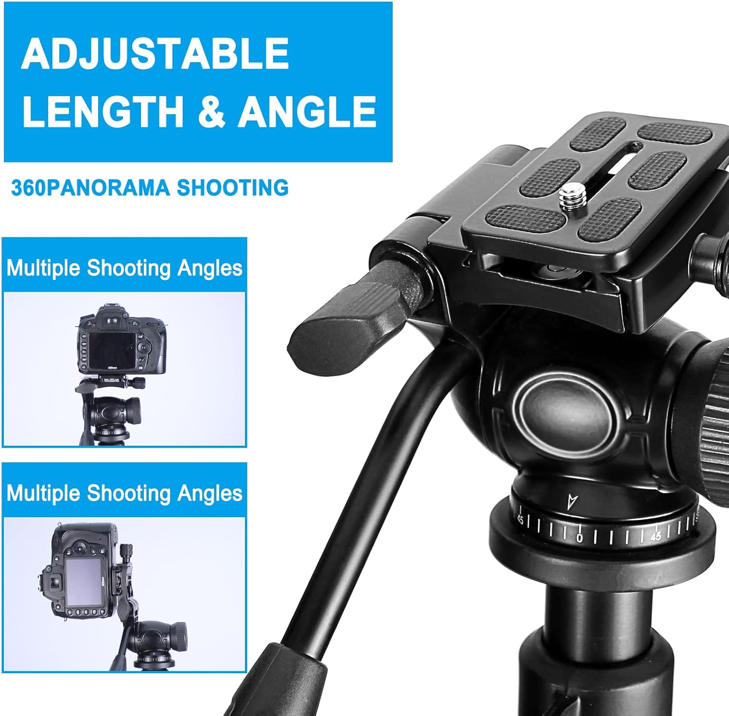 Trípode portátil de viaje de 64.5 pulgadas, compatible con cámaras SLR, teléfonos celulares, binoculares, visores de observación, monoculares