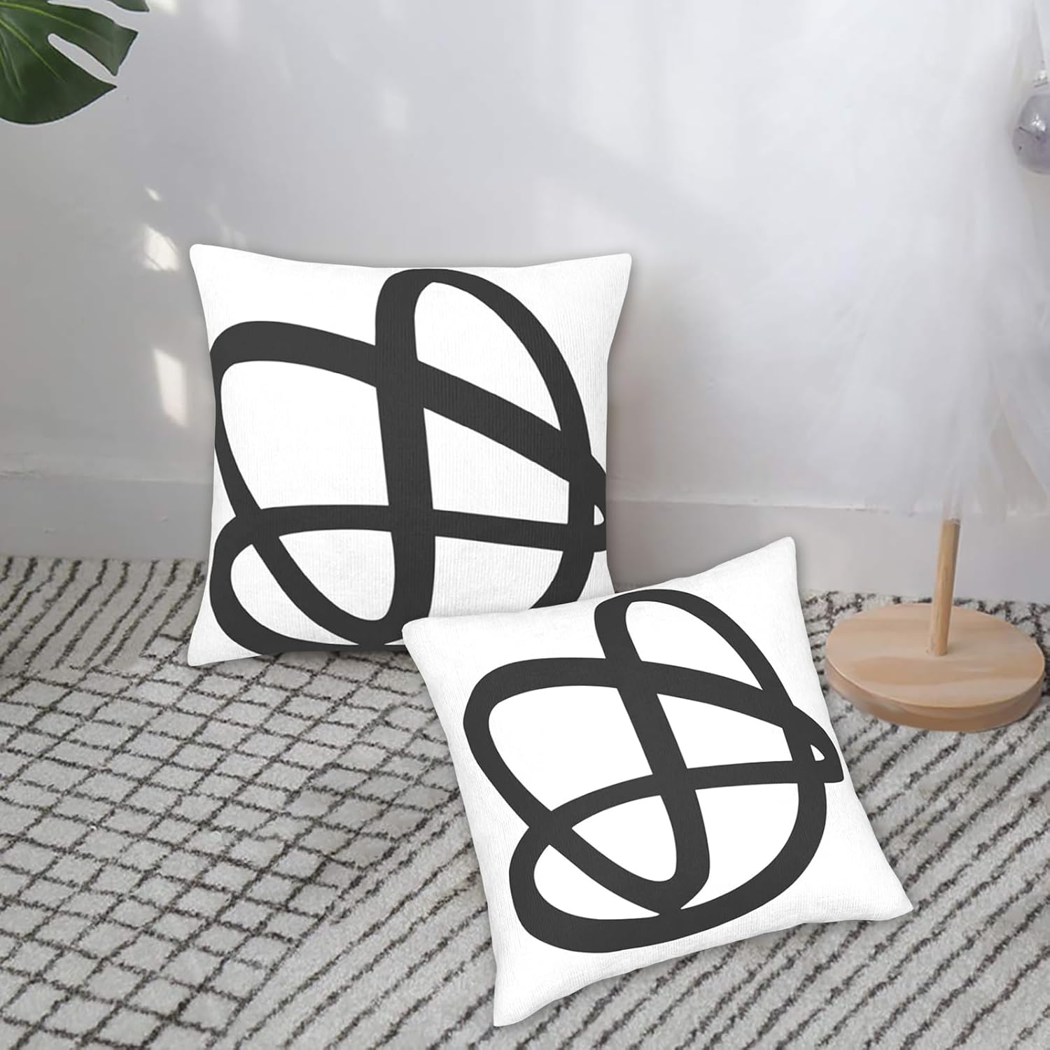 Juego de 2 fundas de almohada cuadradas con cremallera suave, diseño de arte abstracto en blanco y negro, 18 x 18 pulgadas