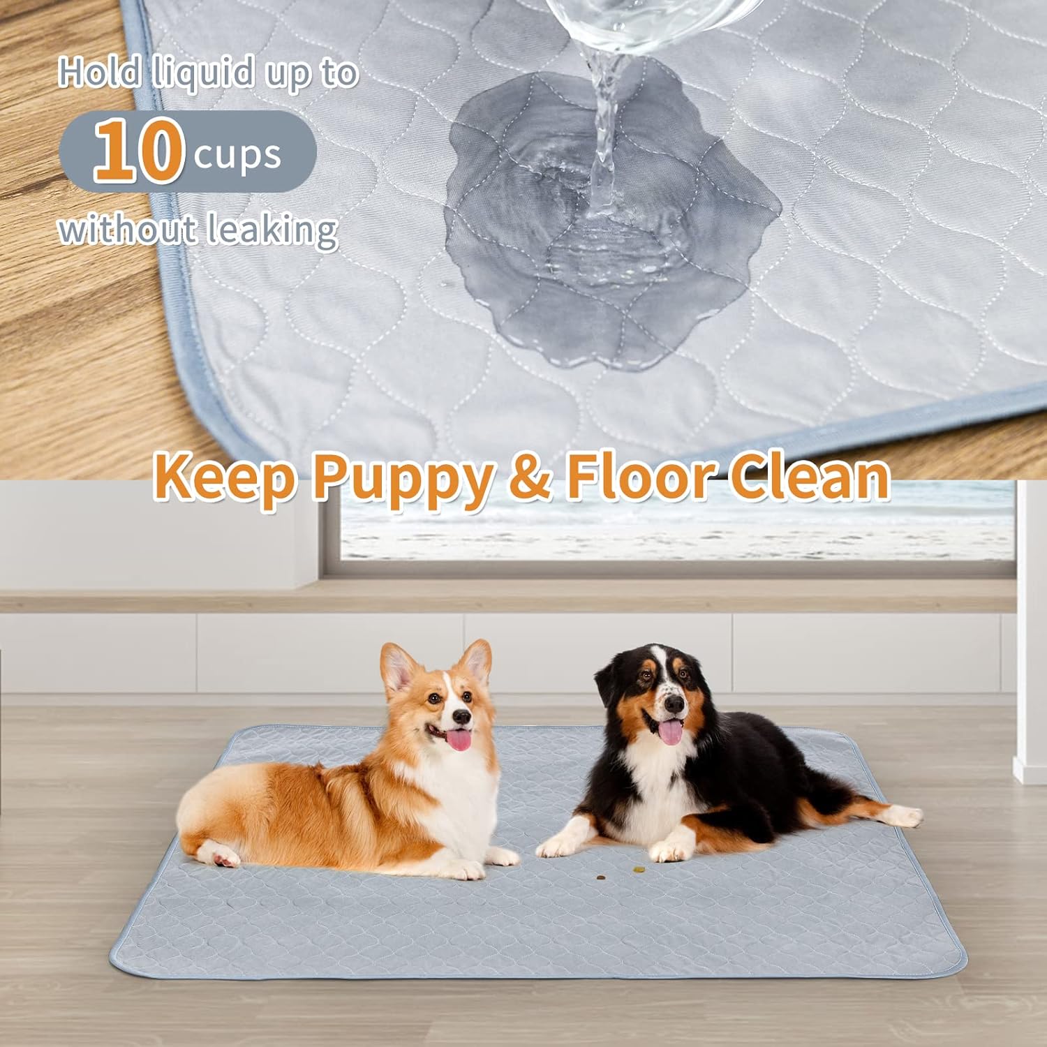 Oiyeefo Almohadillas lavables para orina de perro, paquete de 2 alfombrillas reutilizables antideslizantes y lavables para orina de perros para