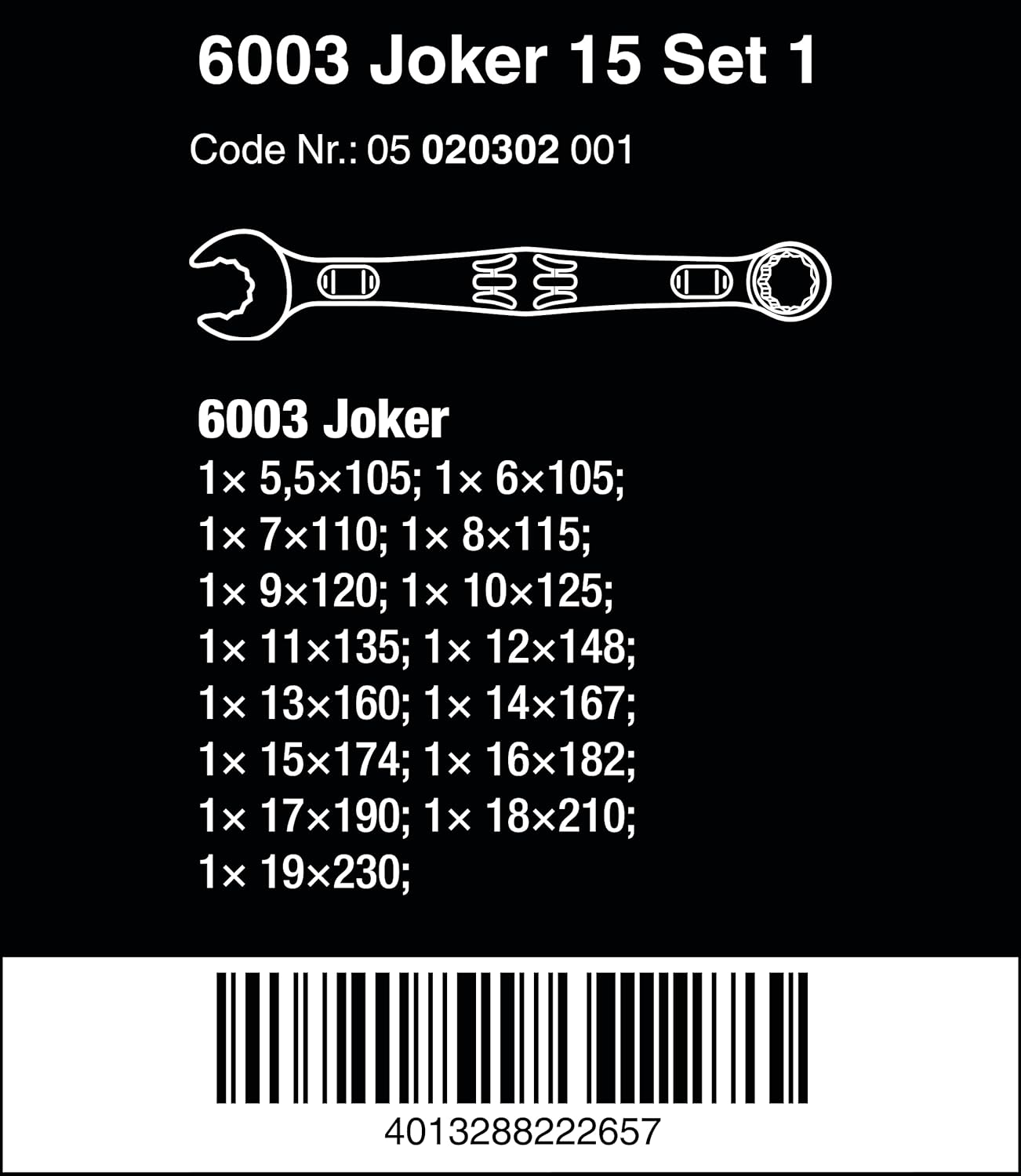 Wera Tools 6003 Joker – Juego de 15 llaves combinadas, 15 piezas