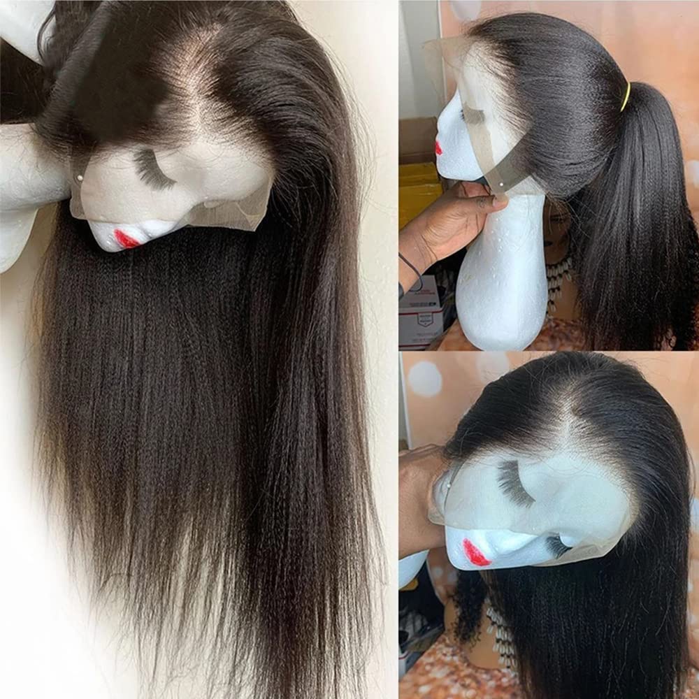 Maxine Pelucas de cabello humano virgen brasileño lacio de 26 pulgadas con encaje frontal, prearrancado de 13×4, peluca de cabello humano lacio tipo
