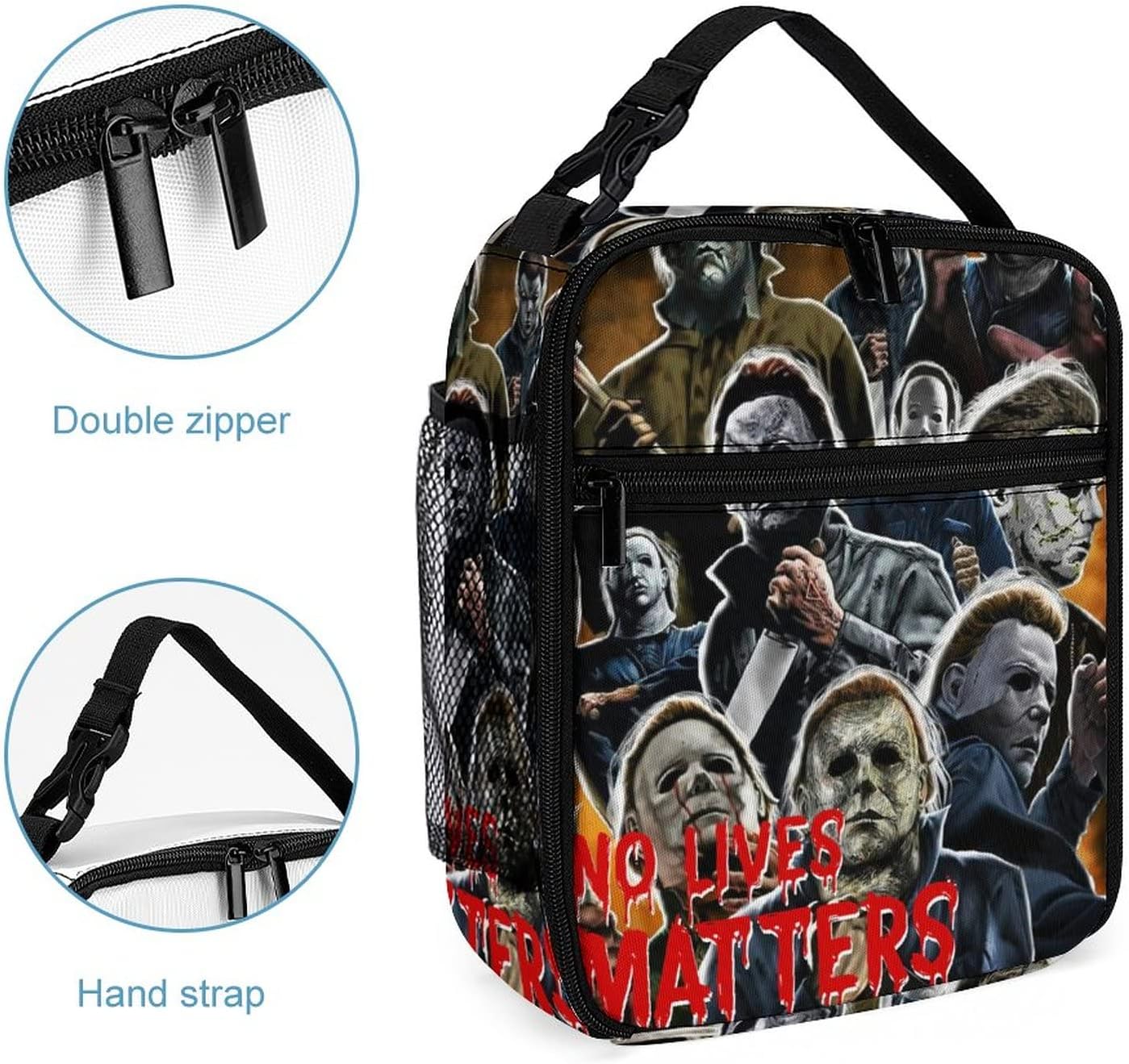 Bolsas térmicas ligeras a prueba de fugas Michael Halloween Myers bolsa de almuerzo gourmet bolsa de refrigerios para la familia loncheras