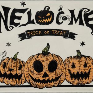 Alishomtll Felpudo de Halloween, tapete de calabaza de Halloween, antideslizante y lavable, tapete decorativo de bienvenida de Halloween, interior y Alishomtll Felpudo de Halloween, tapete de calabaza de Halloween, antideslizante y lavable, tapete decorativo de bienvenida de Halloween, interior y