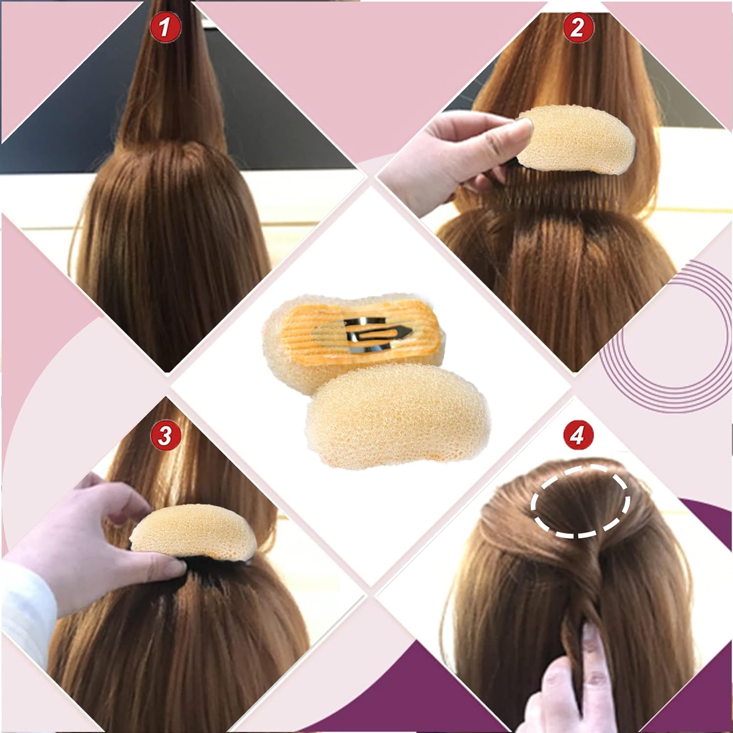 Juego de 2 peines voluminizadores para el cabello, peines Bump It Up, clips de peinado y herramientas de updo para mujeres y niñas (beige)