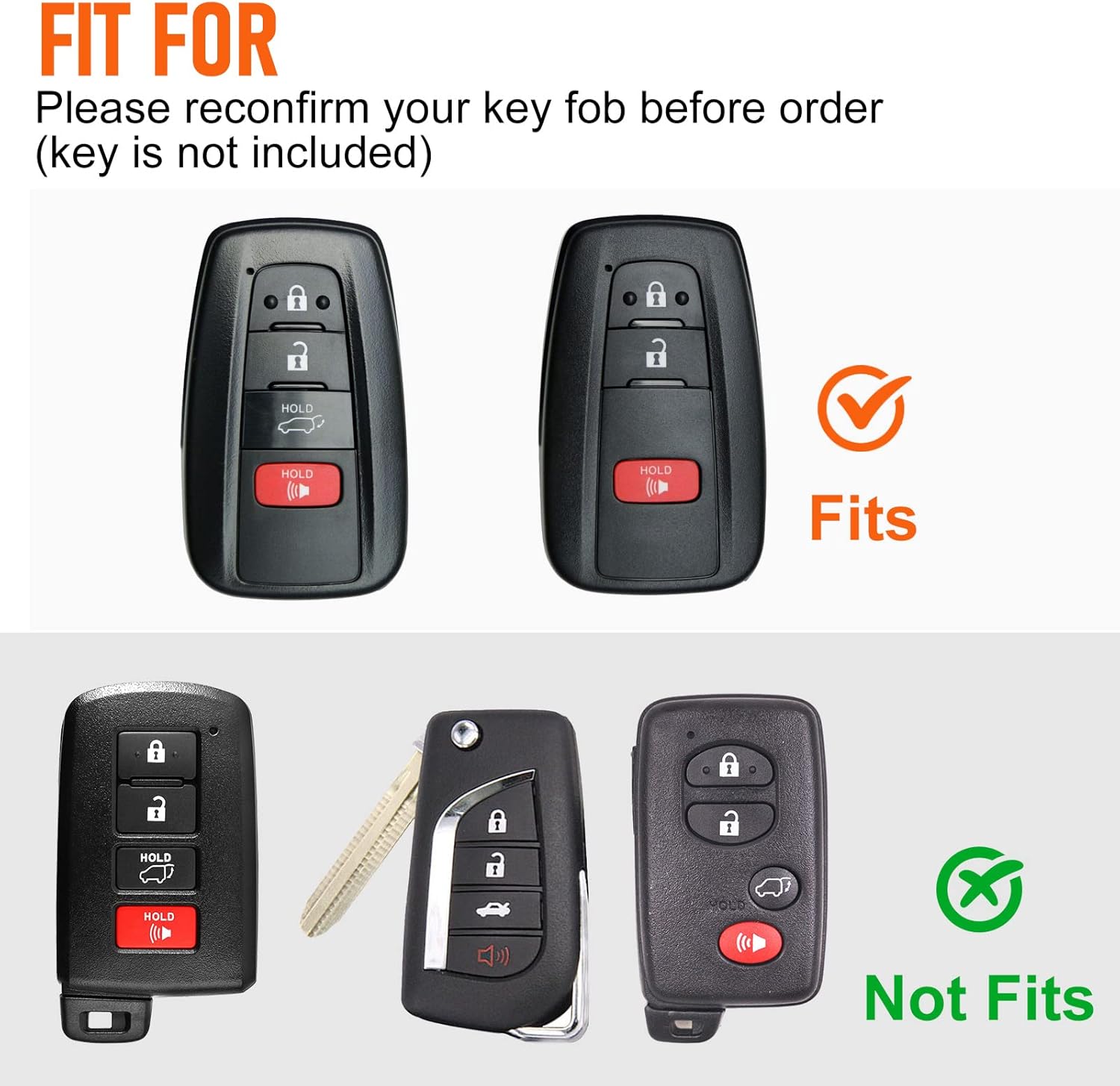 Slohif Funda de cuero para llavero de Toyota para Camry 4 botones, funda de cuero+anillo en D+gancho Futi, Rosado