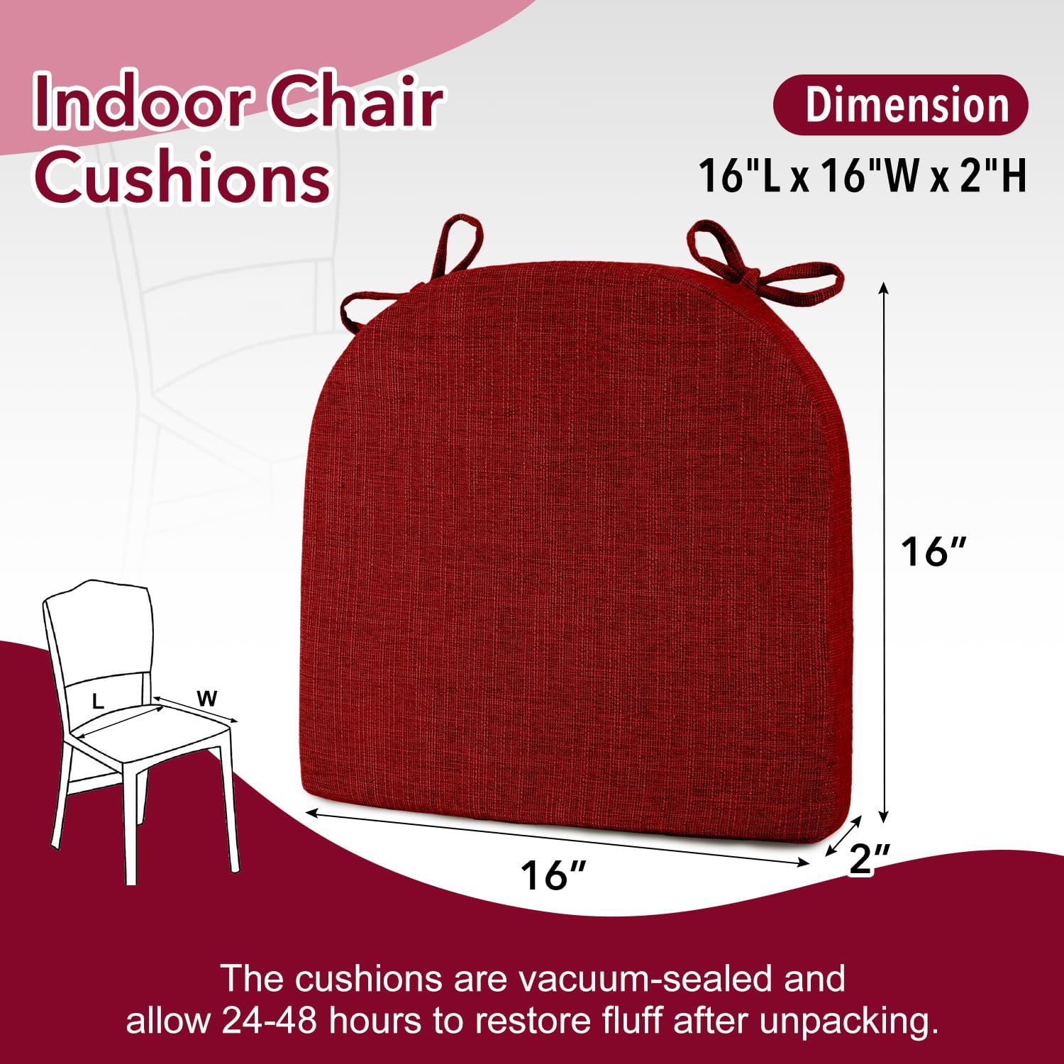 downluxe Cojines para sillas de interior para sillas de comedor, almohadillas de espuma viscoelástica texturizadas suaves y cómodas para sillas de