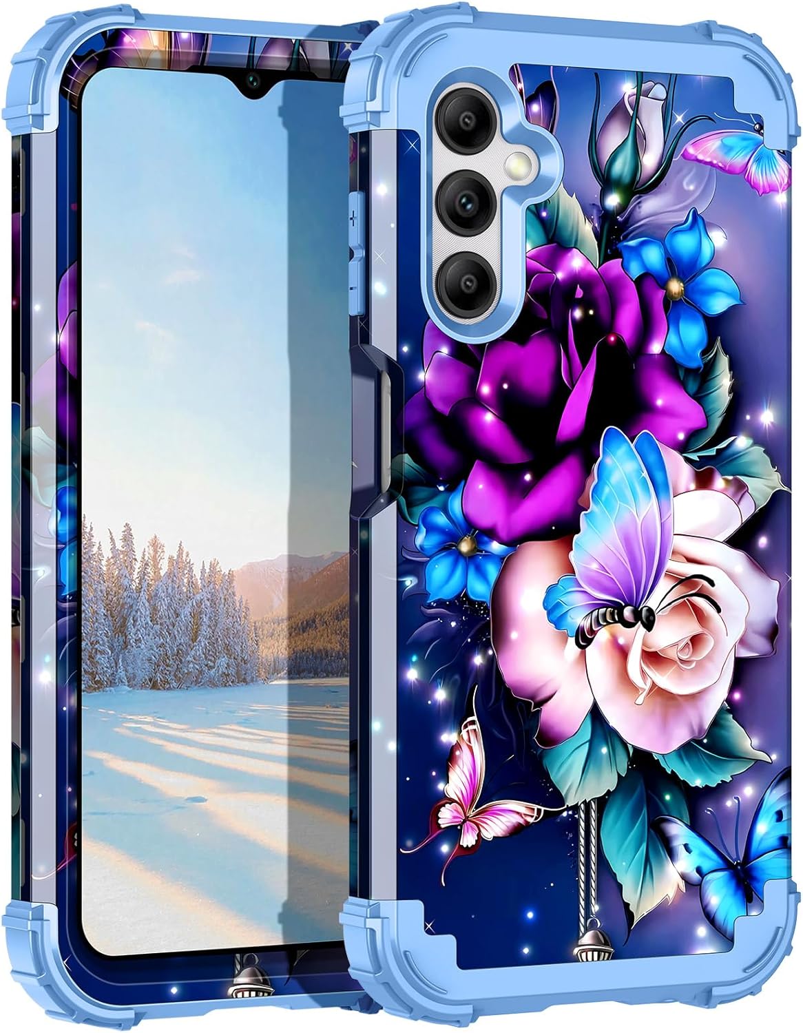 LONTECT Funda protectora para Galaxy A14 5G a prueba de golpes, 3 en 1, resistente, híbrida, resistente, de alto impacto, para Samsung Galaxy A14 5G