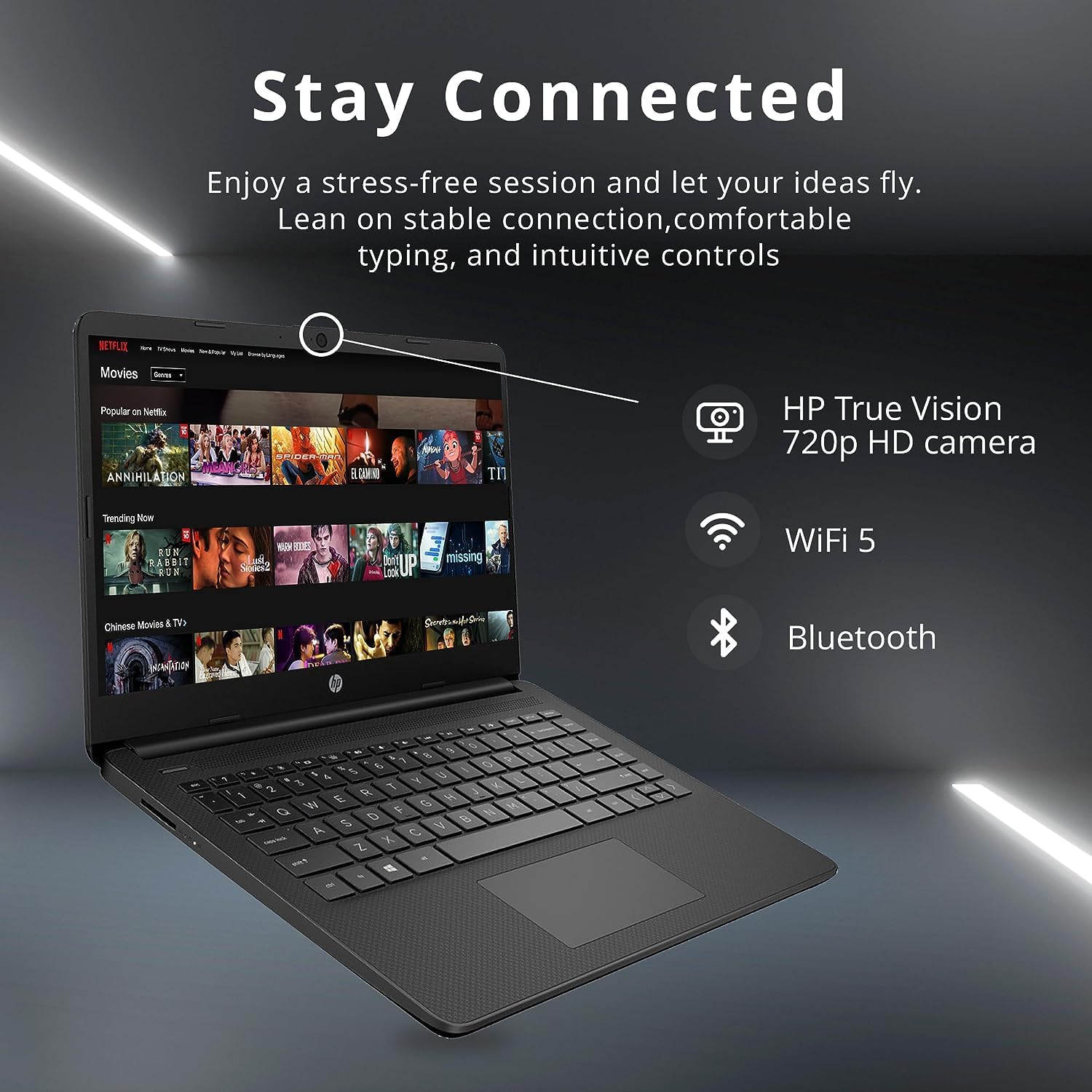 HP Premium Stream – Laptop BrightView HD de 14 pulgadas, Intel Celeron N4120, 16 GB de RAM, 64 GB eMMC, gráficos Intel UHD, cámara web HD, 1 año