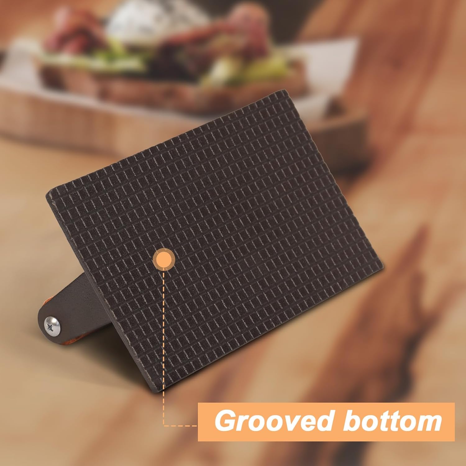 Prensa de parrilla de hierro fundido y plancha para carne y paninis, sándwiches, tocino y verduras, prensa rectangular para hamburguesas con mango