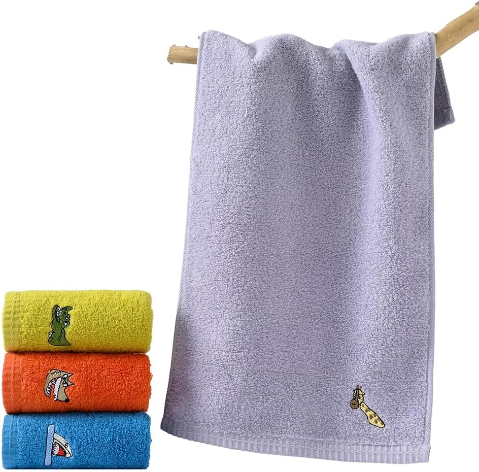 sense gnosis Toallas faciales 100% de algodón para niños, toallas de baño para baño, toallas bordadas de animales para niños y paños de bebé, 10 x