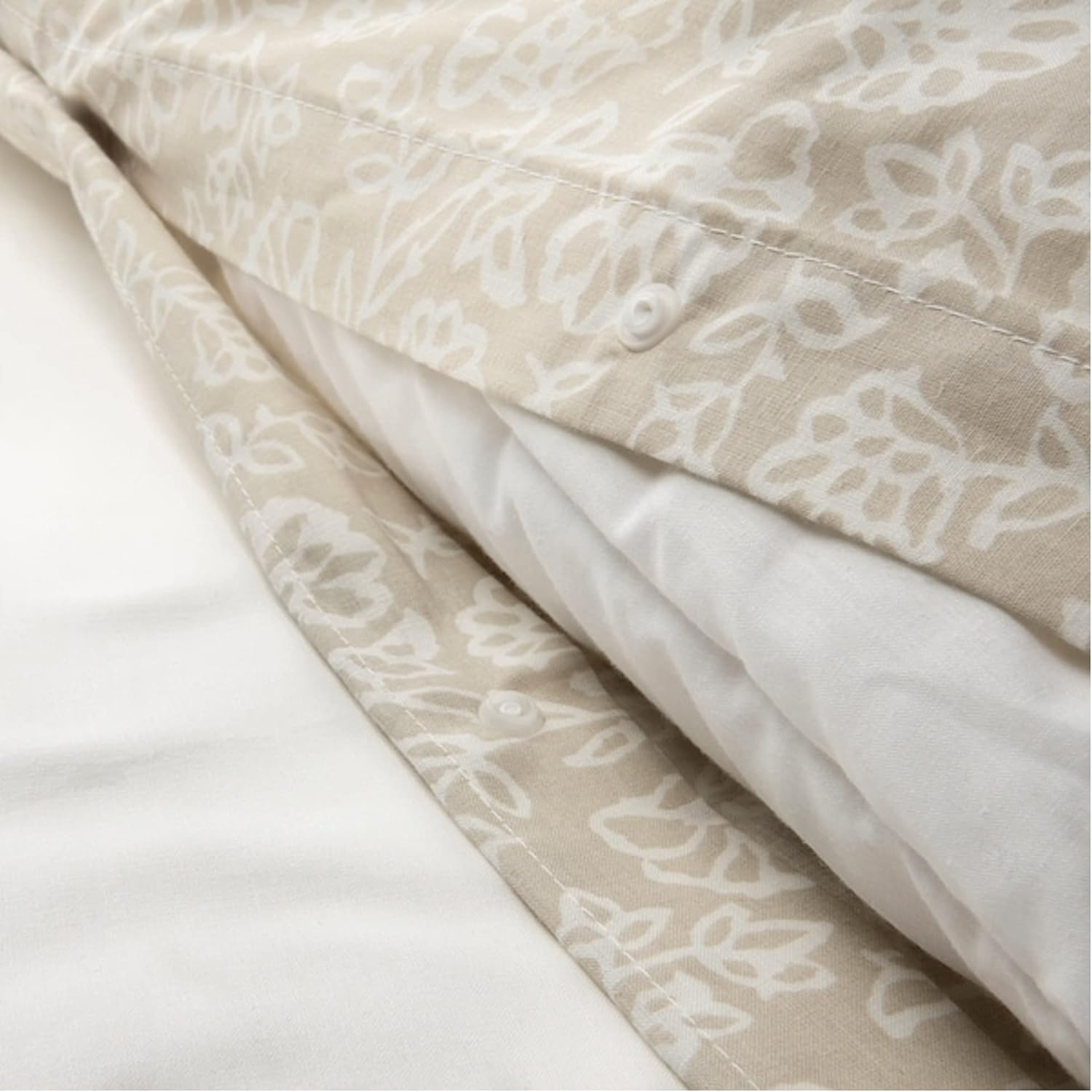 Ikea Trindstarr Funda nórdica y fundas de almohada BeigeBlanco FullQueen (DobleQueen) 504.932.26