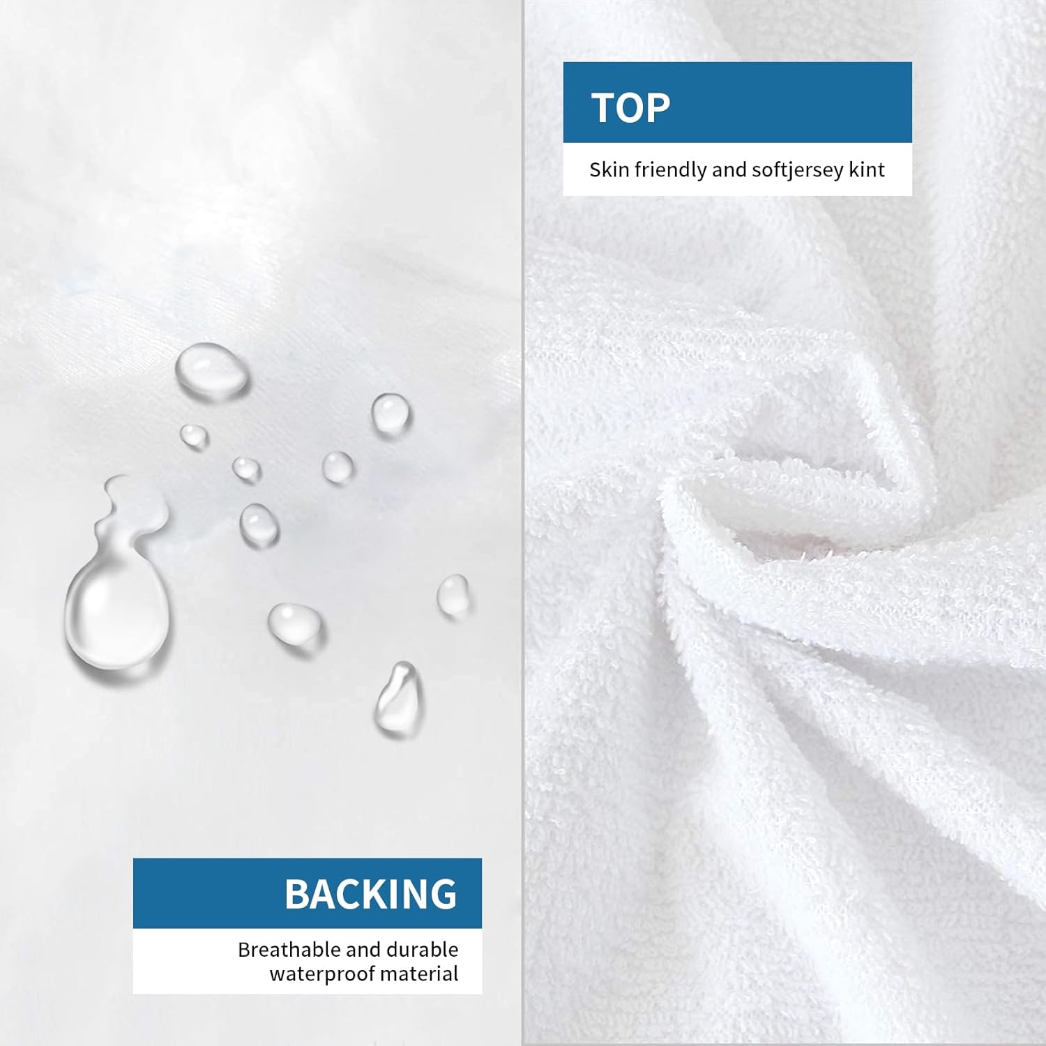 Protector de colchón Queen 100% impermeable, funda de colchón ajustable silenciosa, tamaño individual