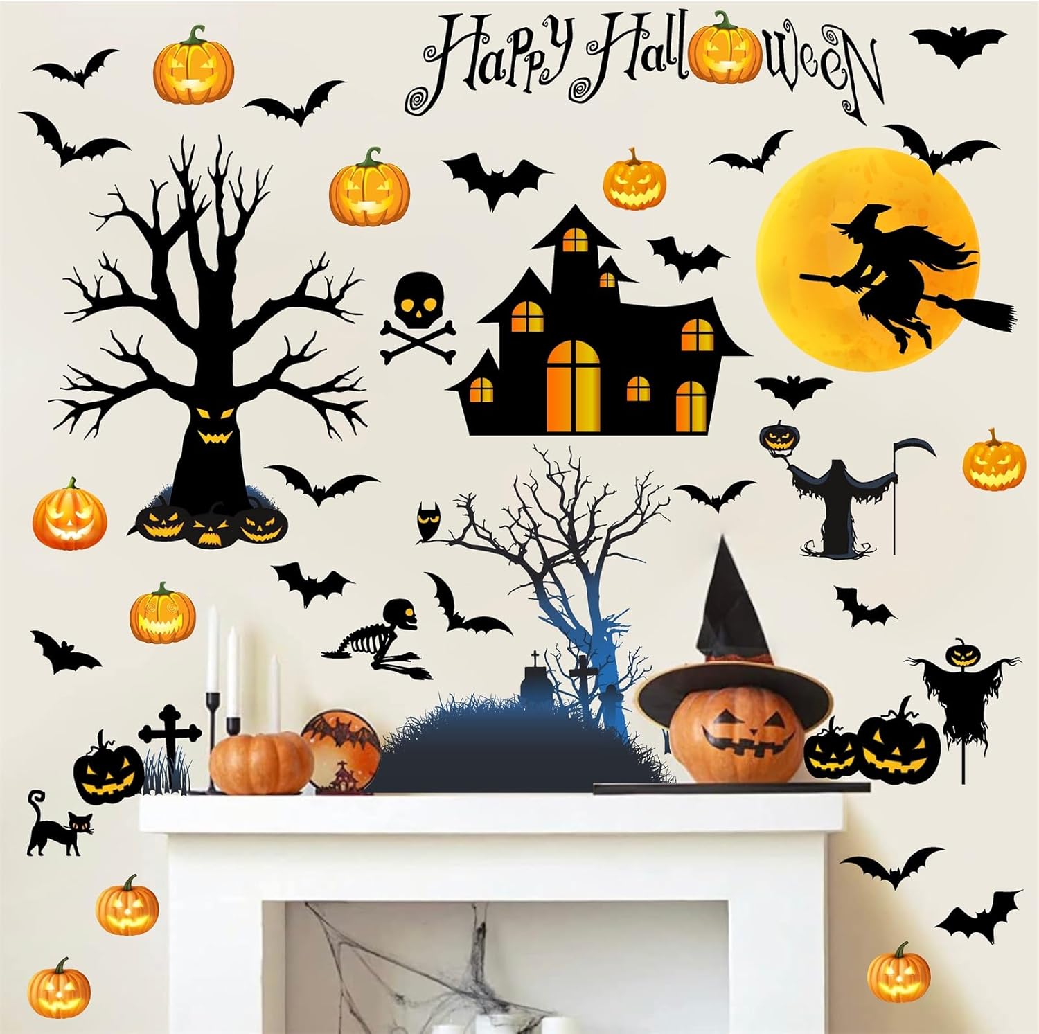 Calcomanías de pared de Halloween, calcomanías de murciélago volador aterrador, decoración de pared, calcomanía de pared de Halloween, casa