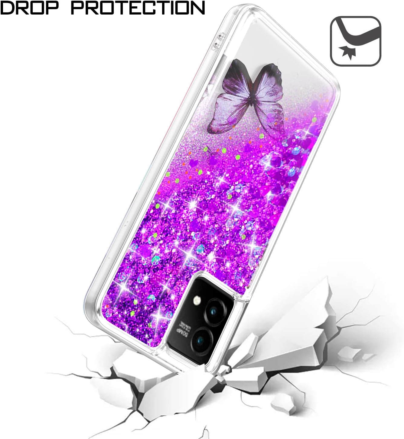 EnCases Funda para Moto G 5G 2023 con purpurina líquida, Motorola G 5G 2023 Carcasa Quicksand Sparkle Heavy Duty Hybrid, Motorola Moto G 5G 2023