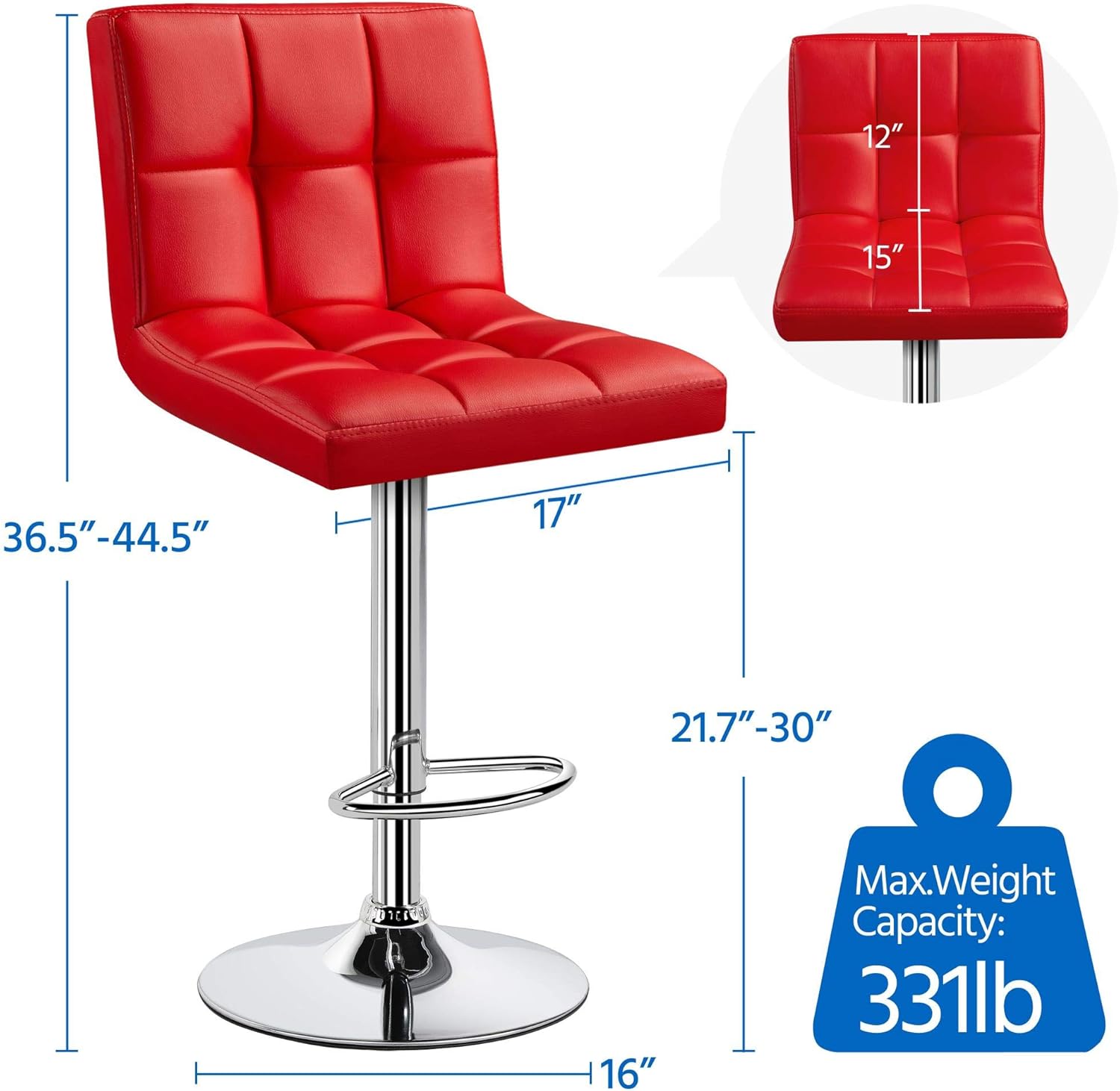Yaheetech Juego de 4 taburetes de bar, modernas sillas ajustables para isla de cocina, taburetes de bar de altura de mostrador, silla giratoria de