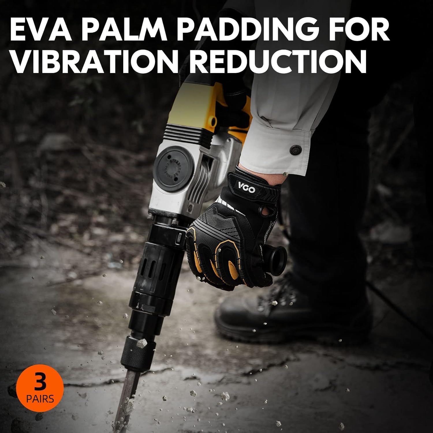 Vgo – 3 pares de guantes sintéticos para protección de impactos, para mecánicos y perforadores, alta destreza, reduce vibraciones, compatibilidad