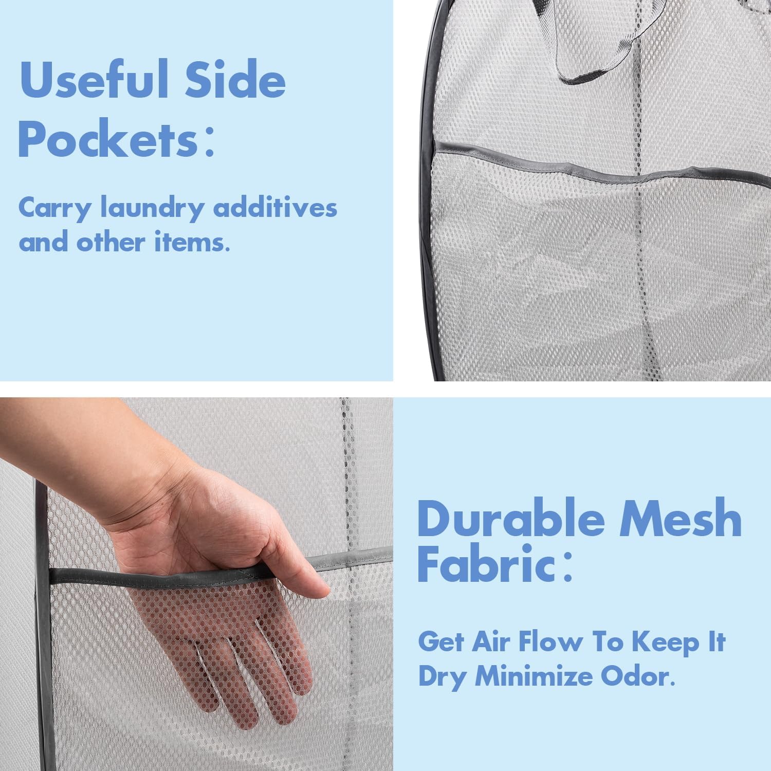 Pop Up Hamper, 1 PCS Mesh Pop Up Laundry Hamper, Premium Pop Up Laundry Basket, Mesh Laundry Basket, Pop Up Hampers for Laundry, Mesh Laundry