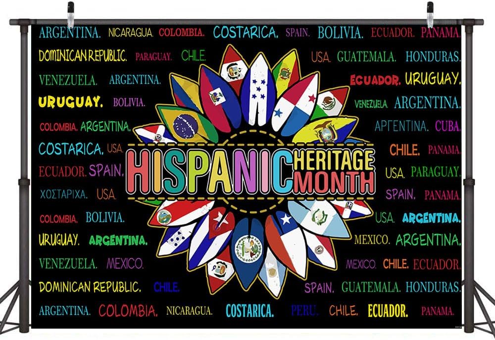 Ticuenicoa Fondo del Mes de la Herencia Hispana de 6 x 4 pies, pancarta del Mes de la Herencia Hispana, decoraciones latinoamericanas, aula de