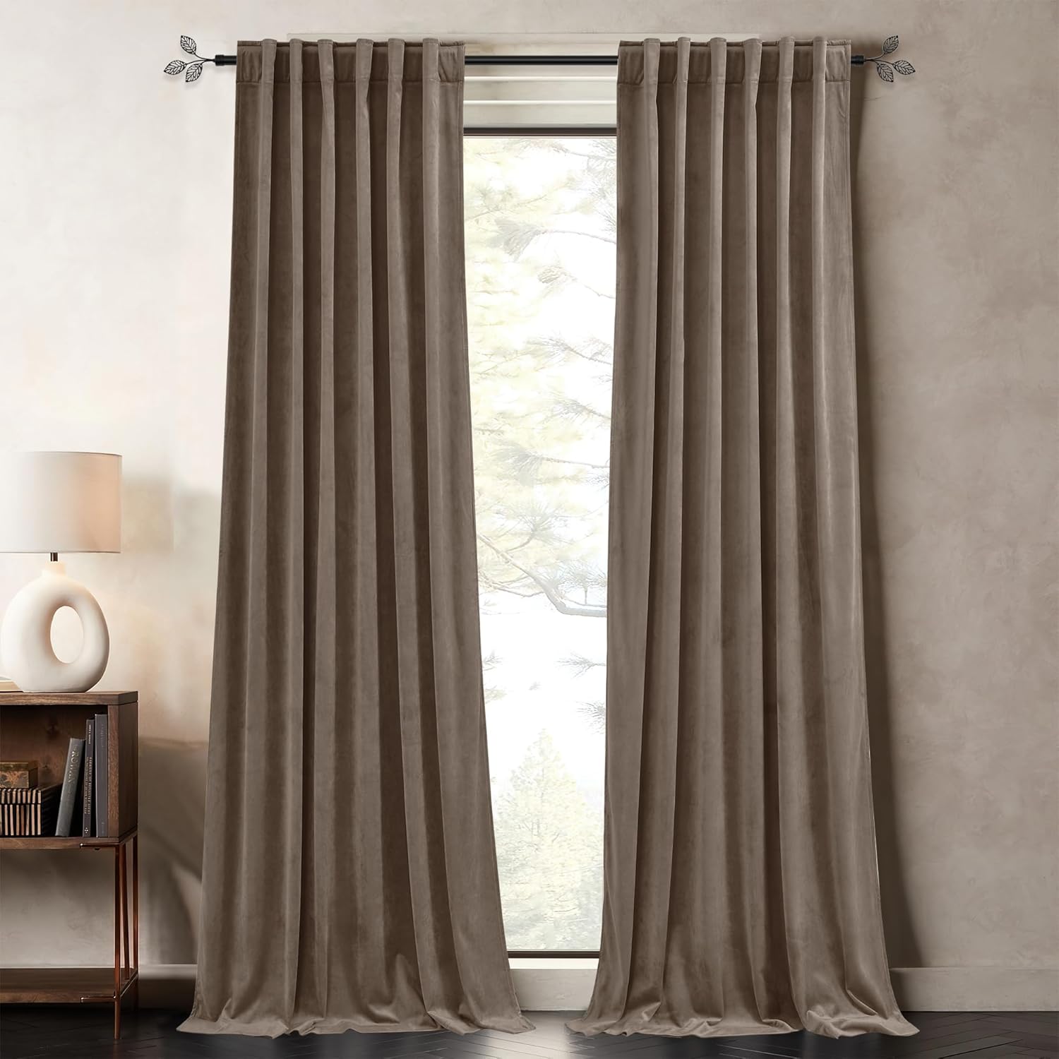 PONY DANCE Cortinas de terciopelo champán para oscurecer la habitación, 96 pulgadas, suaves, clásicas, sólidas, con aislamiento térmico, para sala