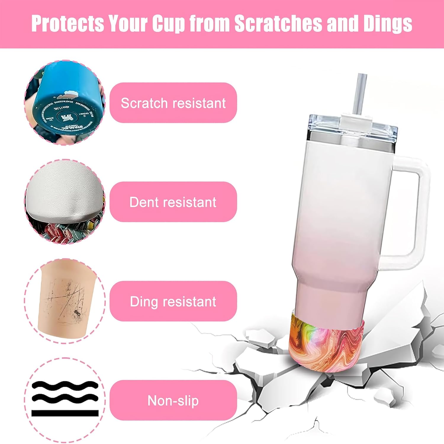 Funda protectora de silicona para boca ancha de 12 a 24 onzas, funda inferior antideslizante para botella de agua para Hydro Flask Yeti