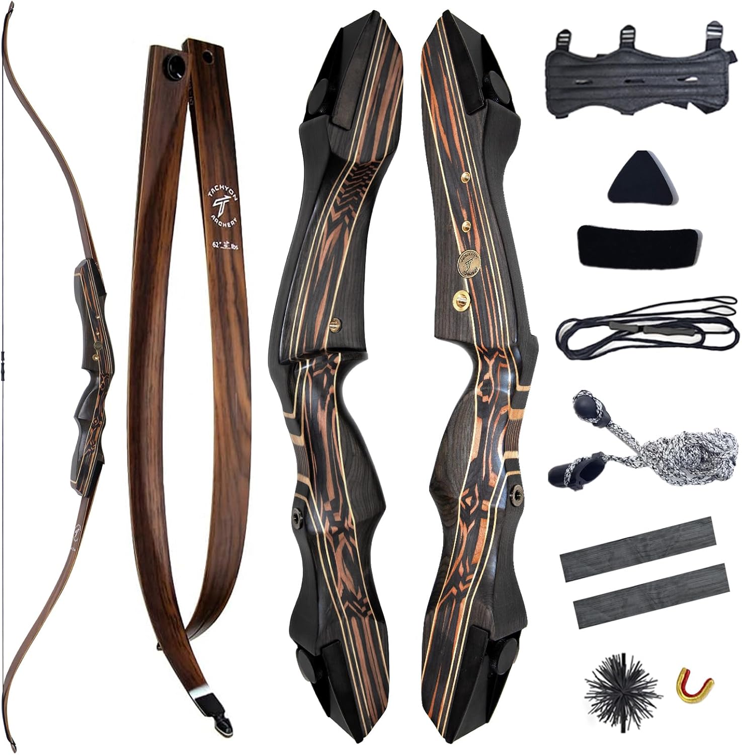 TACHYON ARCHERY Takedown – Arco recurvo hecho a mano con arco y flecha para adultos, tradición de caza y tiro de objetivo, juego de tiro con arco de