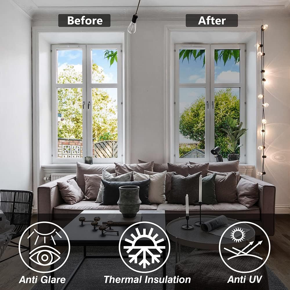 Kromapolis Película para ventana, espejo unidireccional para ventana, privacidad día y noche, película de vidrio decorativa reflectante con bloqueo