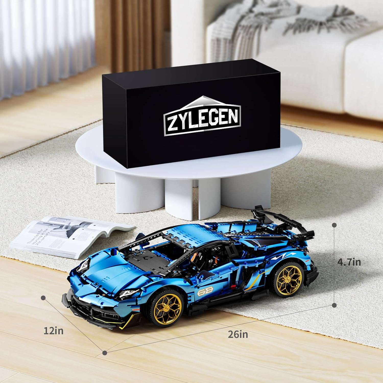 ZYLEGEN Lambo – Juego de construcción de autos de carreras, modelo Hypercar, juguete de ingeniería, superauto a escala 18, kit de coche deportivo