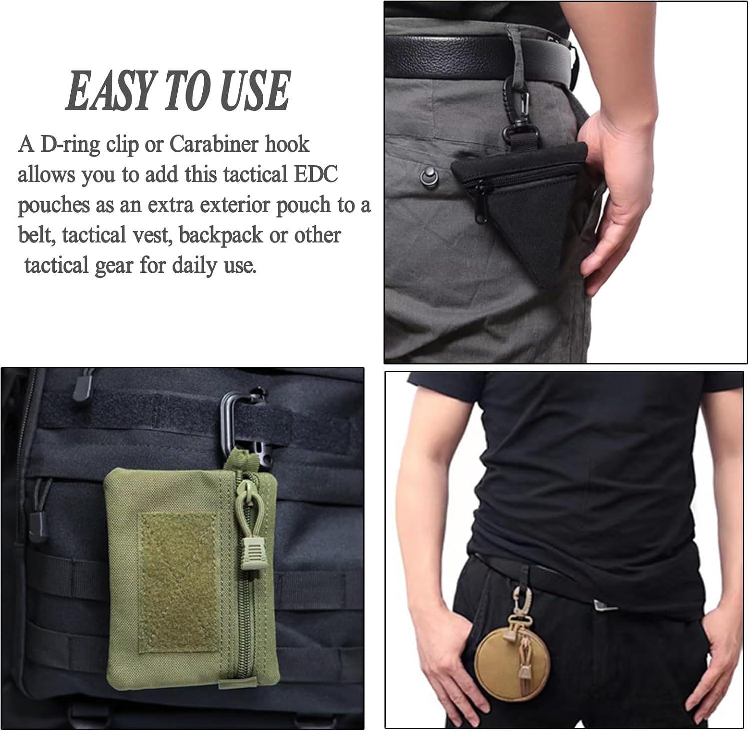 Paquete de 2 bolsas tácticas EDC compactas, mini militares Molle, bolsa de utilidad para accesorios, bolsas organizadoras, monedero, llavero,