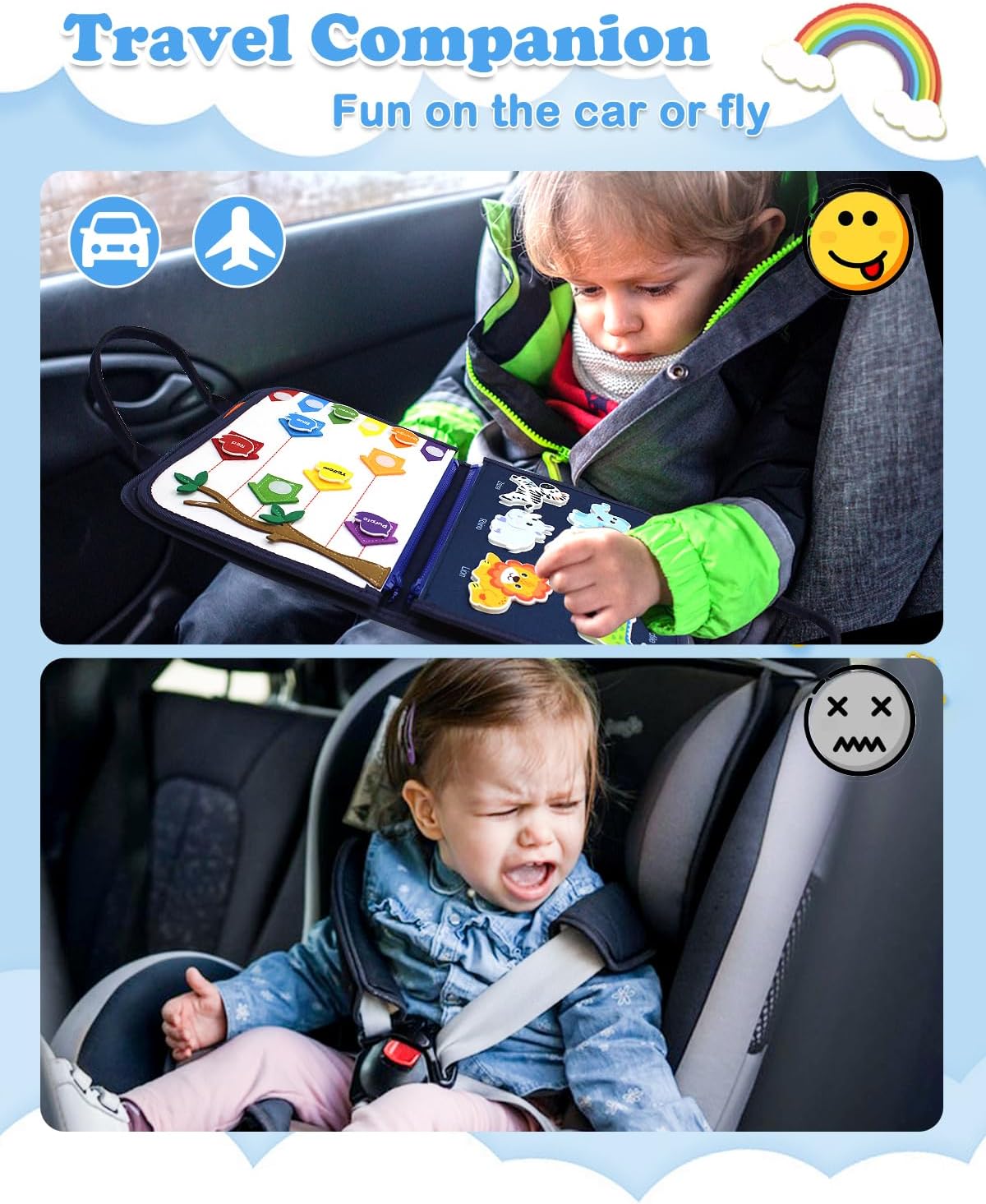VARANO Montessori – Libro de mesa de juguete para niños de 1, 2, 3 años, juguetes sensoriales educativos para niños pequeños de 1 a 3 años,