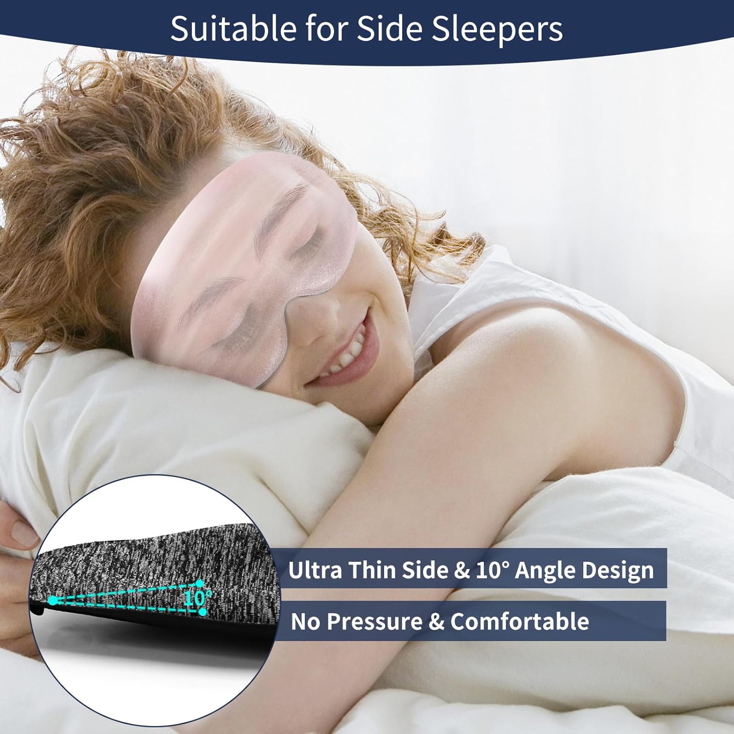 BeeVines Máscara de ojos 3D para dormir, 2 paquetes de antifaz de sueño prémium para extensiones de pestañas, 100% opaca y ligera, máscaras de