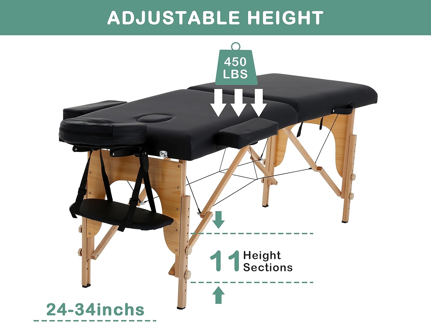 Mesa de masaje portátil, mesa de masaje plegable con funda de transporte, altura ajustable para cama de pestañas, mesas de masaje portátiles para