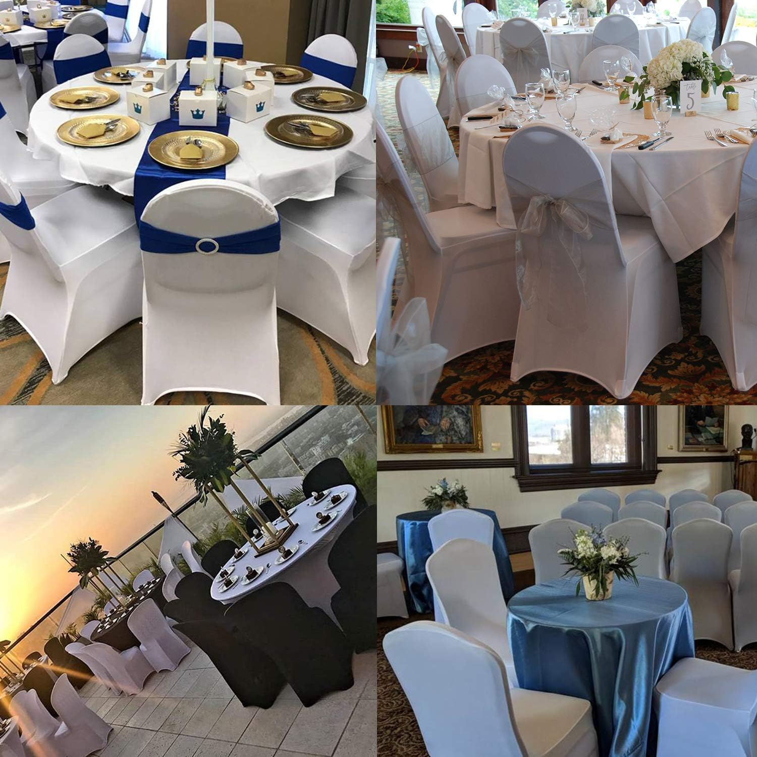LZY 20 fundas elásticas de elastano para sillas de bodas, fiestas, banquetes de comedor y decoración de sillas (blanco, 20)