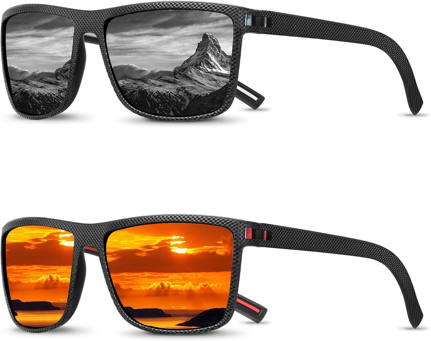 Salfboy Gafas de sol polarizadas para hombre, protección UV, ligeras, rectangulares, para pesca, conducción