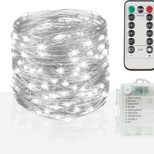 suddus Guirnalda de 200 luces LED para exteriores de 66 pies, funciona con pilas, con control remoto, luces LED parpadeantes para dormitorio, suddus Guirnalda de 200 luces LED para exteriores de 66 pies, funciona con pilas, con control remoto, luces LED parpadeantes para dormitorio,