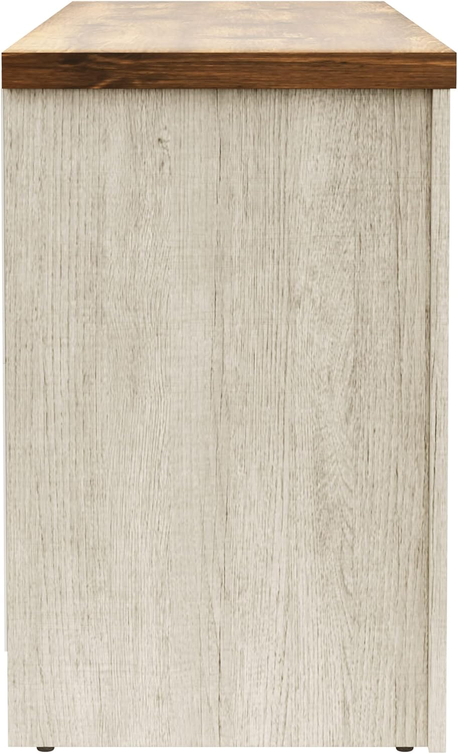 Hillsdale Columbus – Consola de entretenimiento de madera, 64 pulgadas, roble blanco con parte superior de nogal
