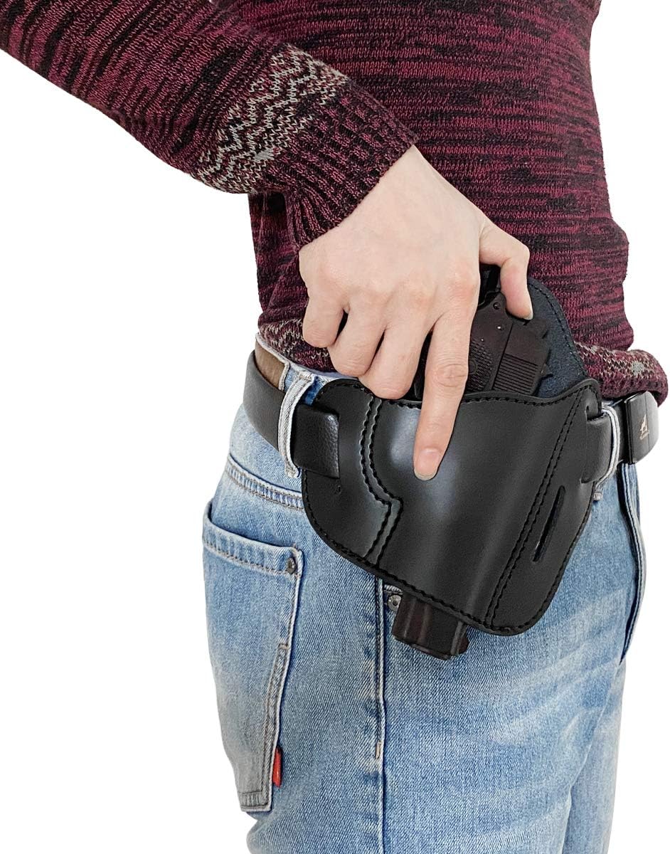 Funda 1911 1911 .45  0.354 in  4.25 pulgadas  4.25 pulgadas  4.5 pulgadas Funda de cuero OWB – Se adapta a la mayoría de pistolas estilo 1911PT1911