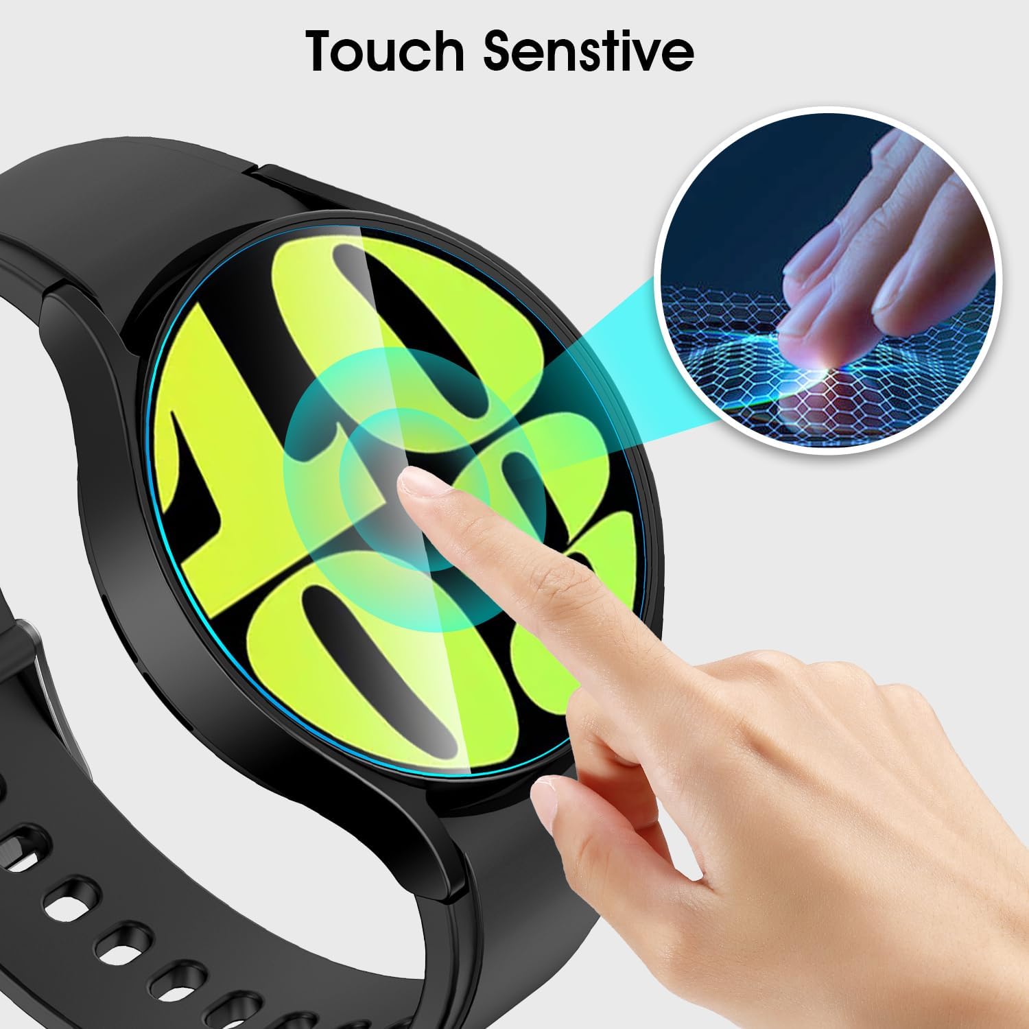 AMANECER Paquete de 2 protectores de pantalla de vidrio templado diseñados para Galaxy Watch 6 de 1.575 pulgadas, 1.732 pulgadas y Glaxy Watch 6