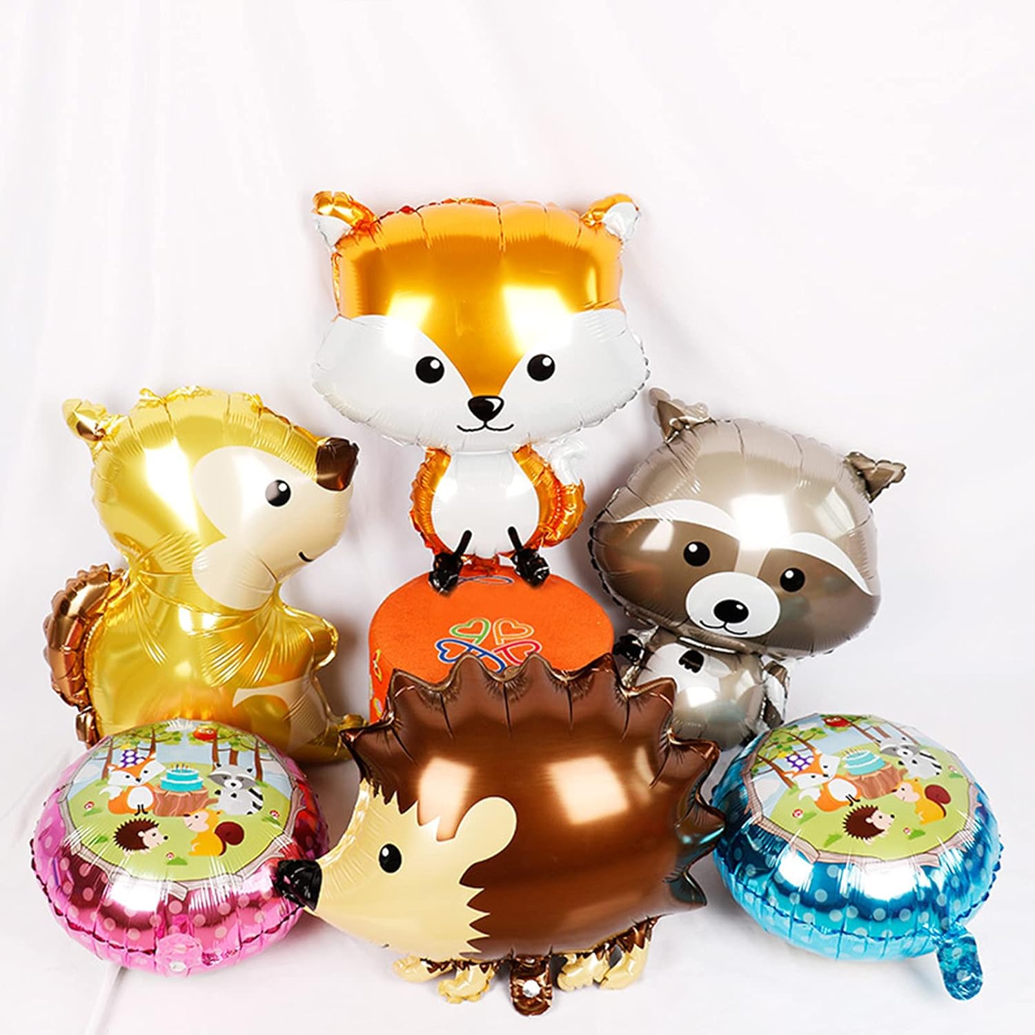 6 globos de papel de aluminio de zorro, globos de fiesta de animales del bosque, lindos globos de Mylar helio Hawaii Forest Critter Fox globo para