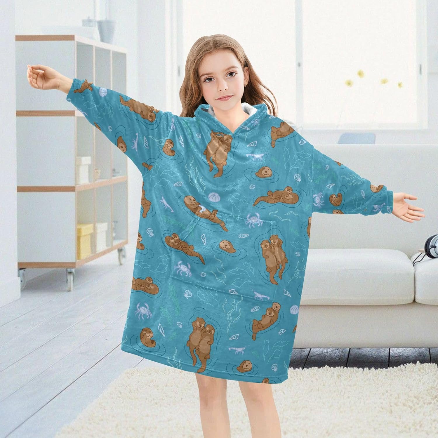 Wearable Blankets for Kids, Soft Warm Cozy Oversized Blanket Hoodie, Gifts 3-14 Y Boys Girls Teens with Pocket