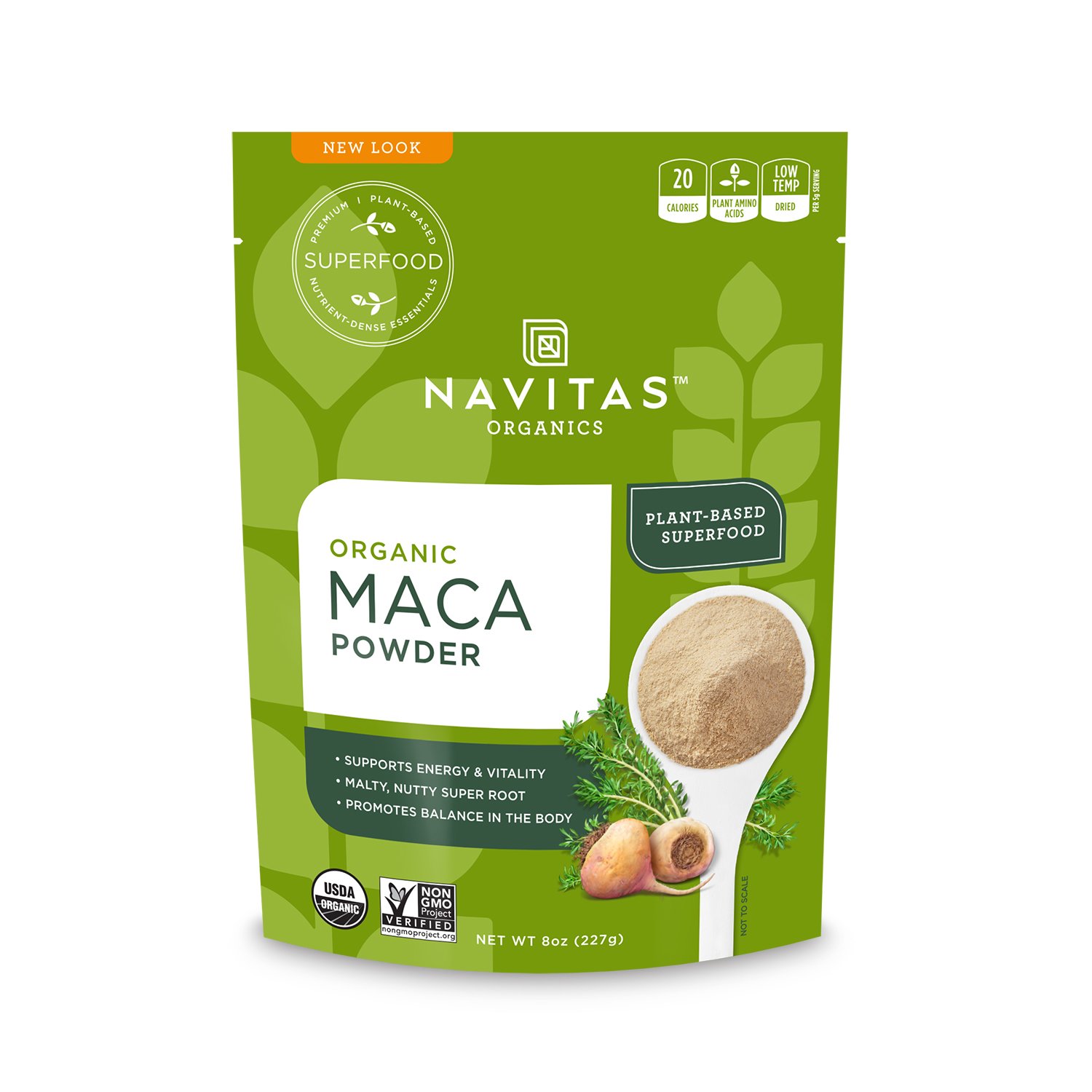 Navitas Organics Maca en polvo, bolsa de 8 onzas. Orgánico, sin OMG, secado a baja temperatura, sin gluten