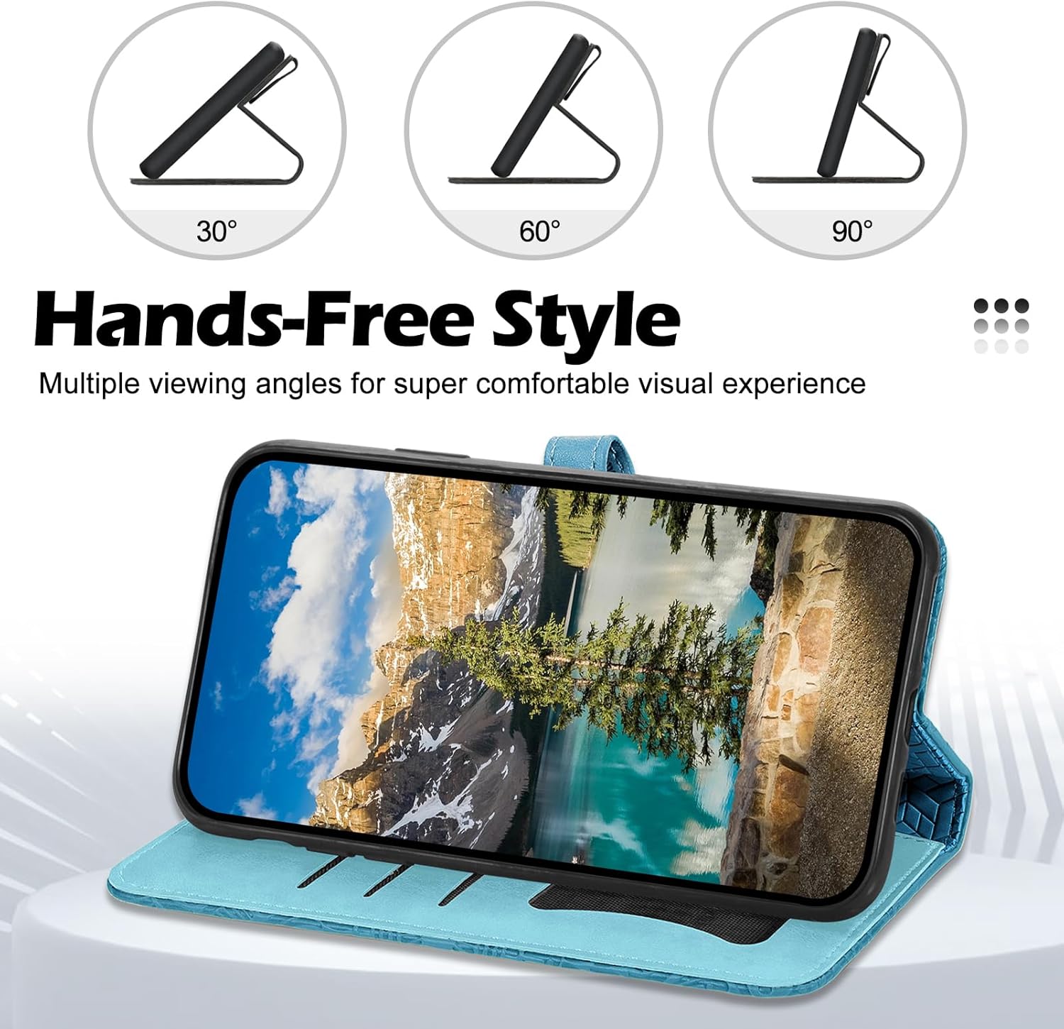 Funda compatible con Moto G Power 2022, de piel sintética, para mujeres y hombres, funda magnética con tarjetero para Moto G Power 2022, color azul