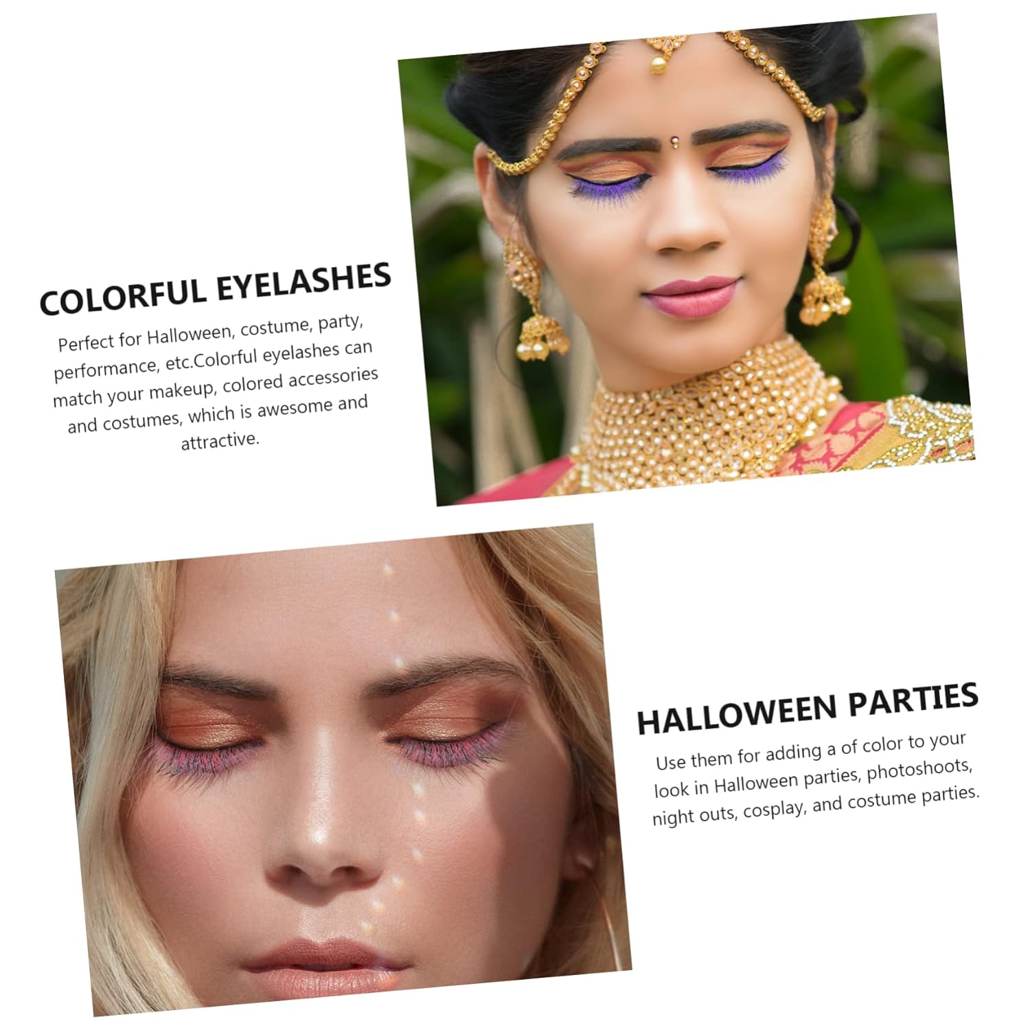 10 pares de pestañas postizas de colores, pestañas dramáticas, pestañas naturales vívidas, pestañas postizas para fiesta de Halloween, pestañas