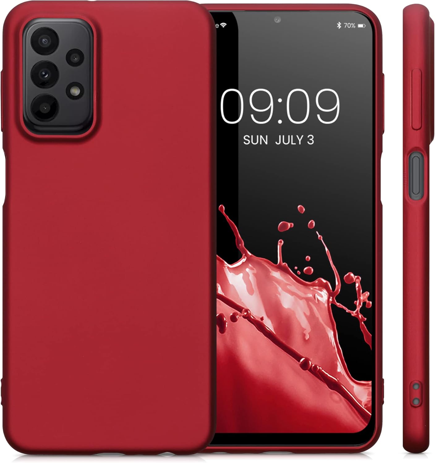 kwmobile Funda compatible con Samsung Galaxy A23 4G  5G – Funda de silicona TPU metálica suave y delgada – Rojo oscuro metálico
