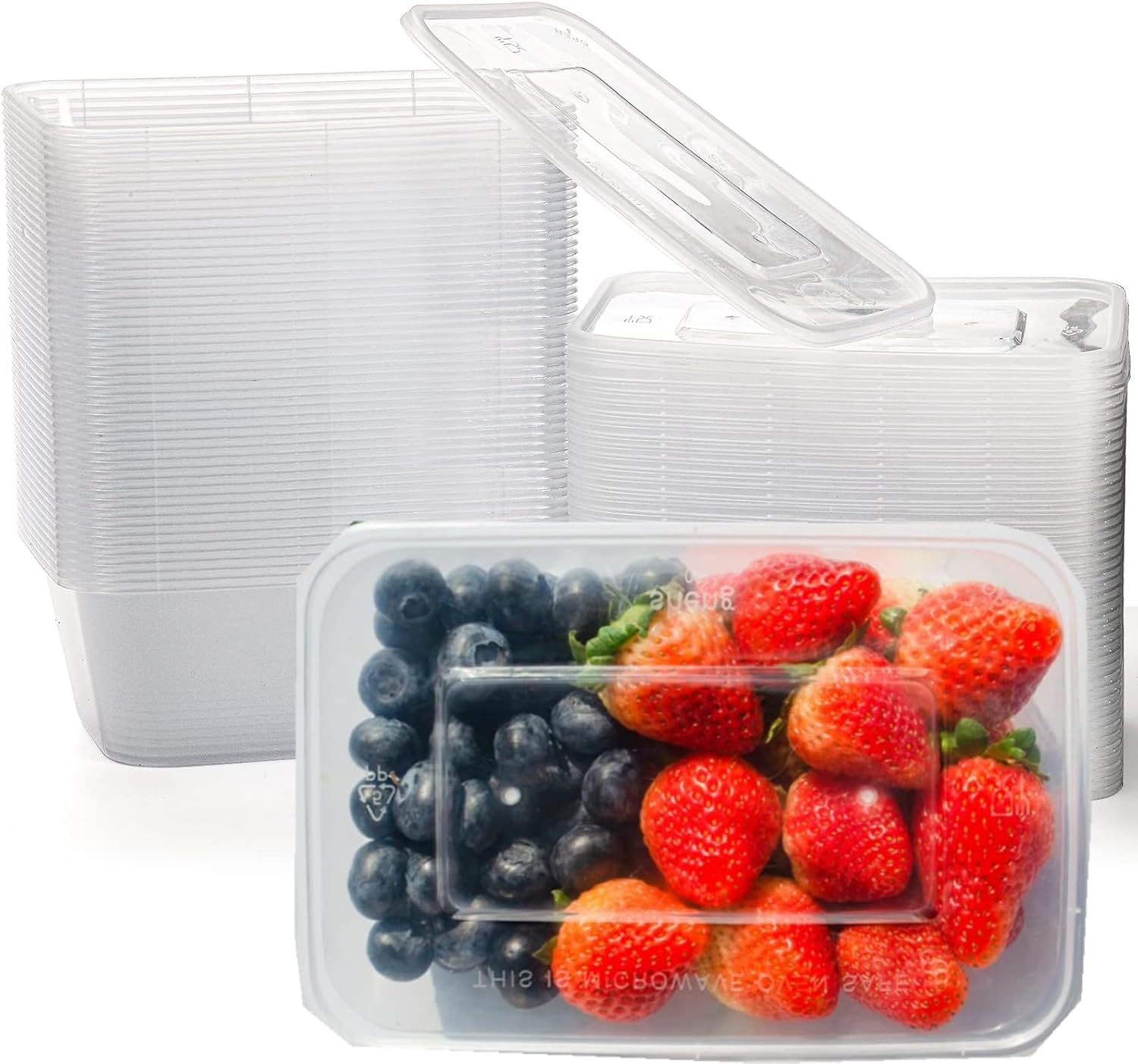 Contenedores de preparación de comidas, paquete de 50 recipientes de almacenamiento de alimentos con tapas, caja Bento desechable reutilizable de