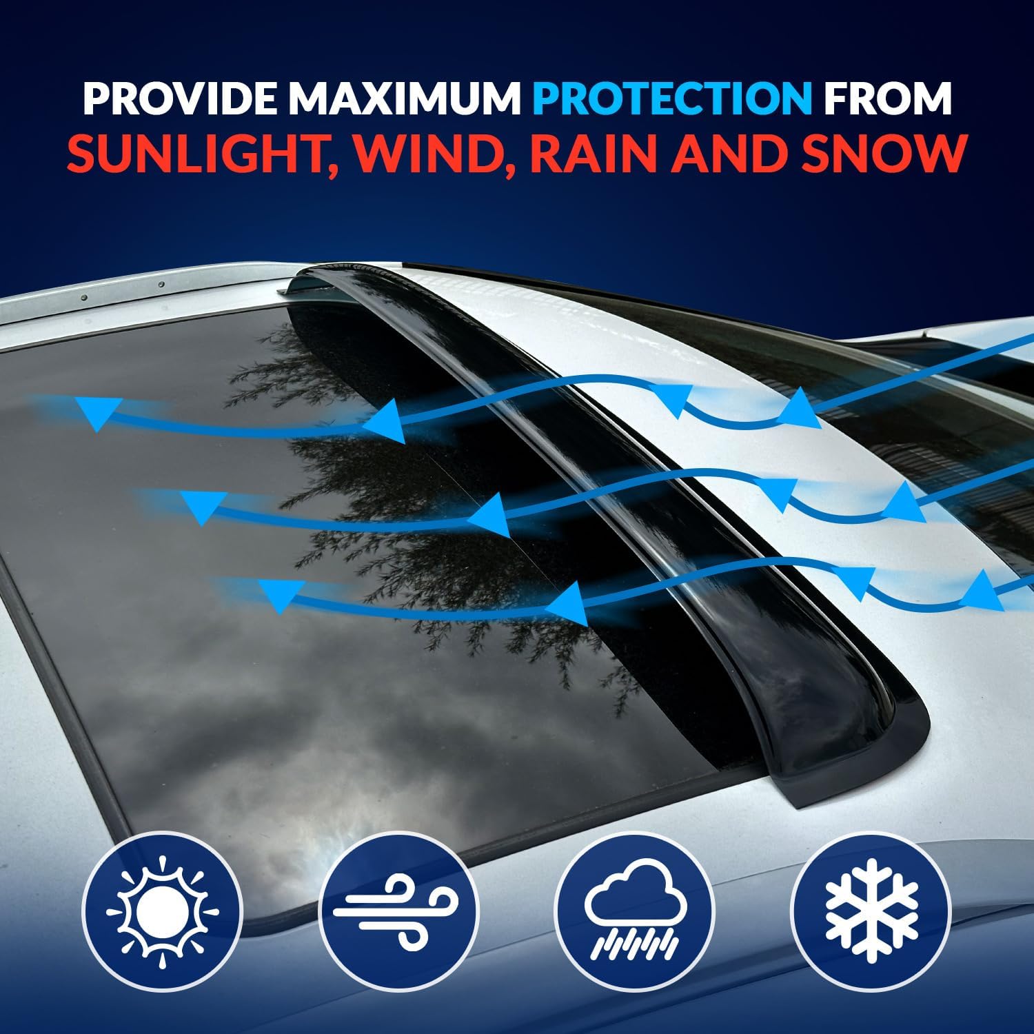 TuningPros WSV-841 – Juego de 5 piezas para techo corredizo y ventana de montaje exterior, protector de lluvia, humo oscuro